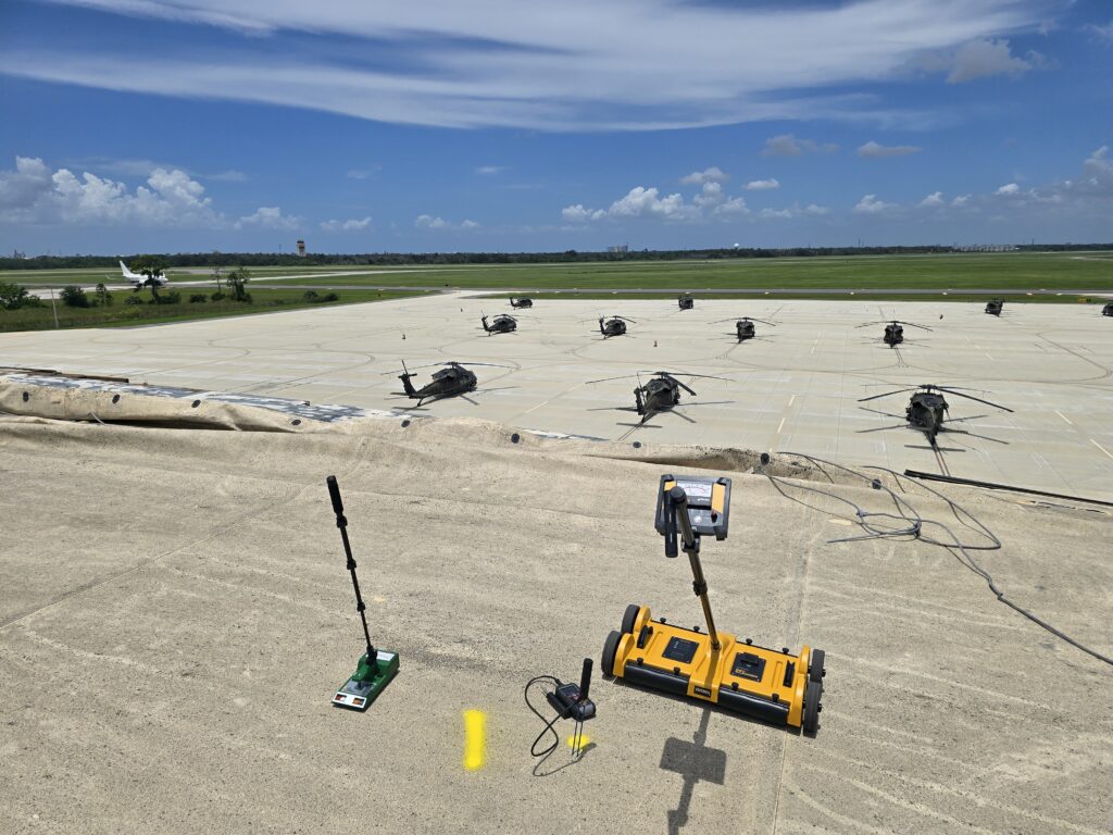 Impedance moisture scanning on a commercial flat roof