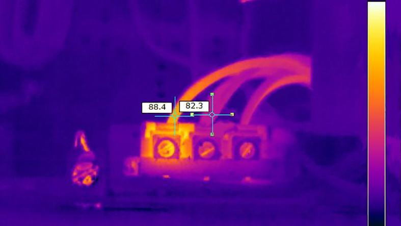 Infrared thermography scan of an electrical panel during an NFPA 70B inspection